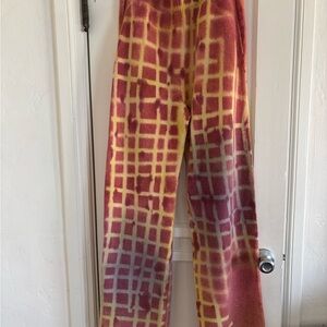 The Elder Statesman Grid Tie Dye Cashmere Sweatpants